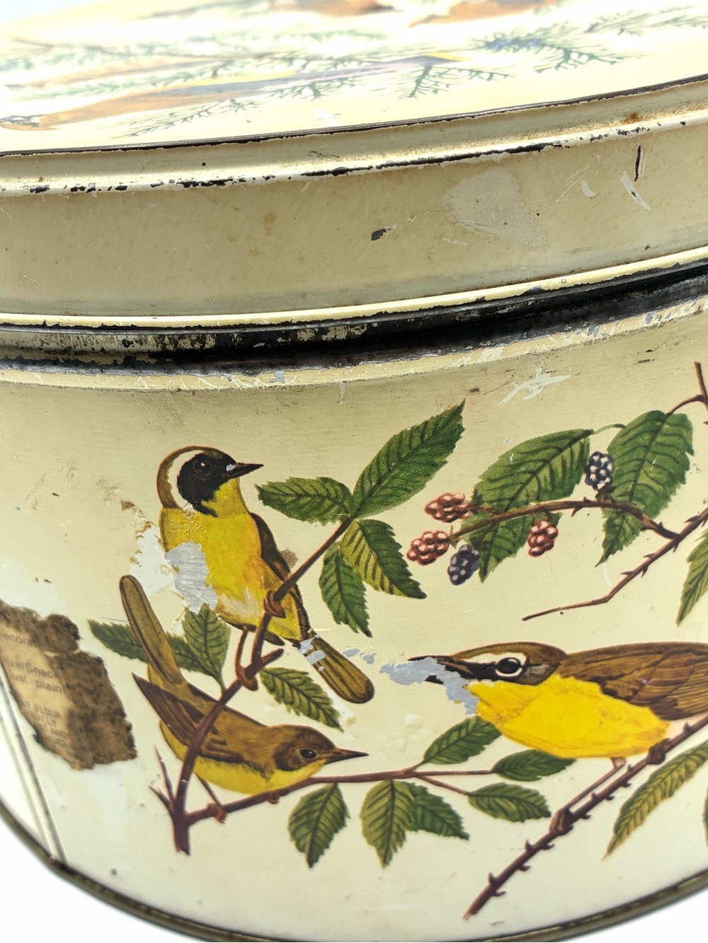 Vintage Tom Sturgis Bird Tin Round Metal Storage Box Cottagecore - Picture 8 of 16